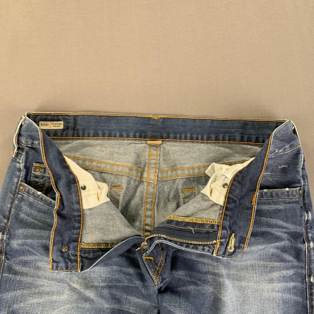 True Religion Ricky Jeans Mens 40x34‎ Blue Relaxed Straight Leg Denim Made USA
